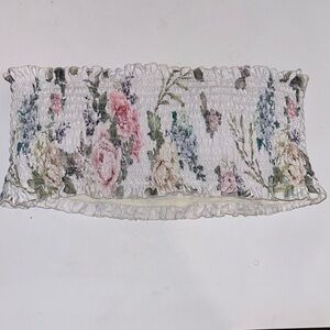 Pretty ZAFUL textured floral bandeau bikini top